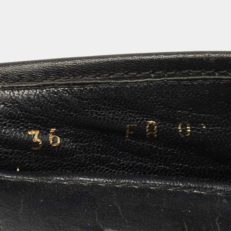 Pre Owned Louis Vuitton Black Leather Zipper Trim Oxford Ballet Flats Size 36