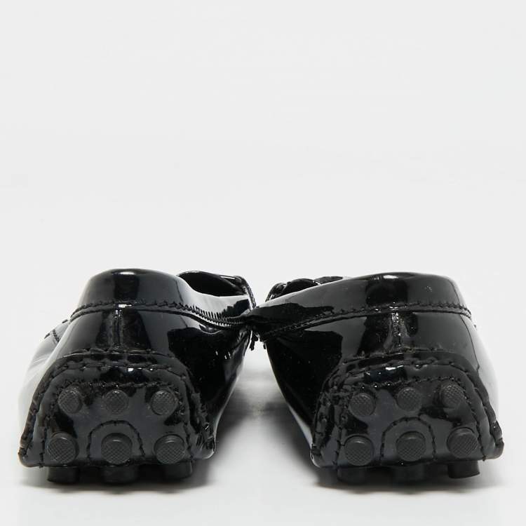 Pre Owned Louis Vuitton Black Patent Leather Oxford Slip On Loafers Size 37