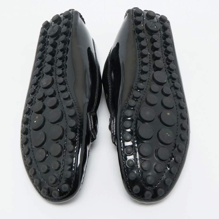 Pre Owned Louis Vuitton Black Patent Leather Oxford Slip On Loafers Size 37
