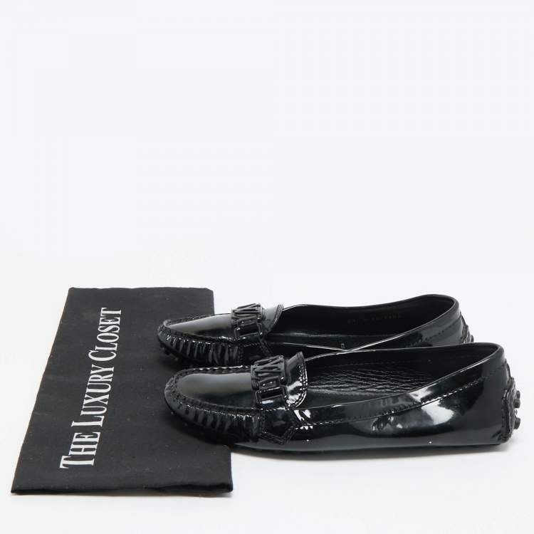 Pre Owned Louis Vuitton Black Patent Leather Oxford Slip On Loafers Size 37