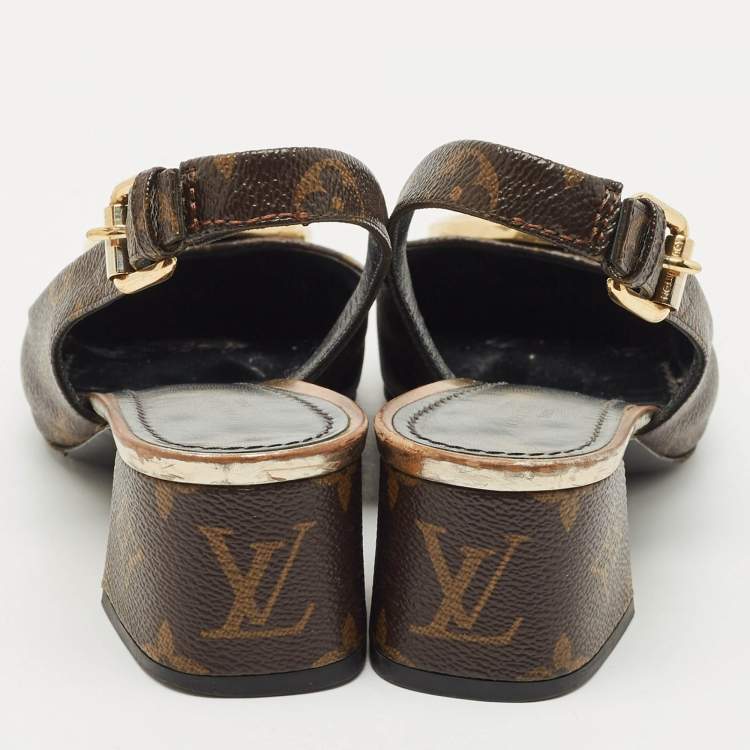 Pre Owned Louis Vuitton Monogram Canvas Madeleine Slingback Pumps Size 37