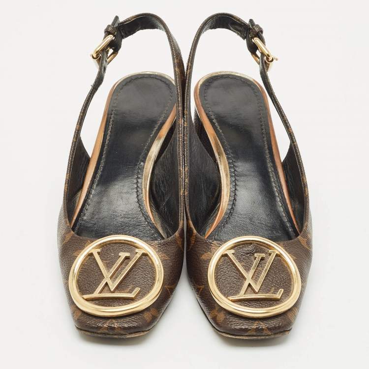 Pre Owned Louis Vuitton Monogram Canvas Madeleine Slingback Pumps Size 37