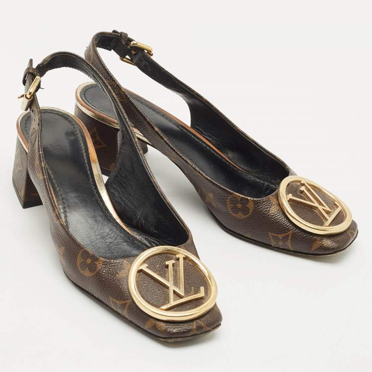 Pre Owned Louis Vuitton Monogram Canvas Madeleine Slingback Pumps Size 37