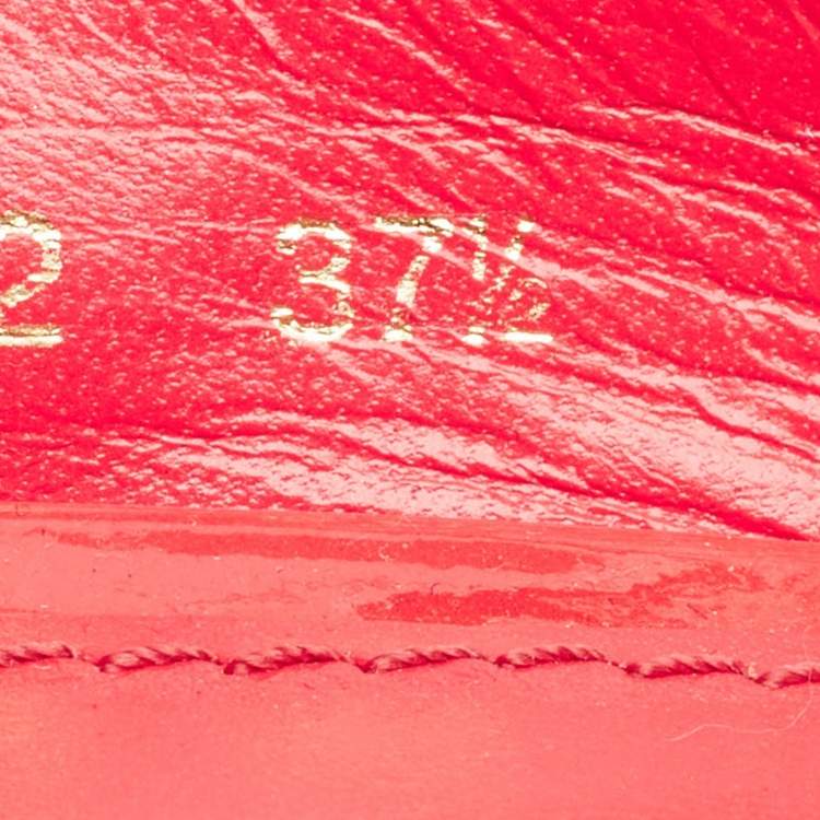 Pre Owned Louis Vuitton Red Monogram Vernis Patent Wedge Sandals Size 37.5
