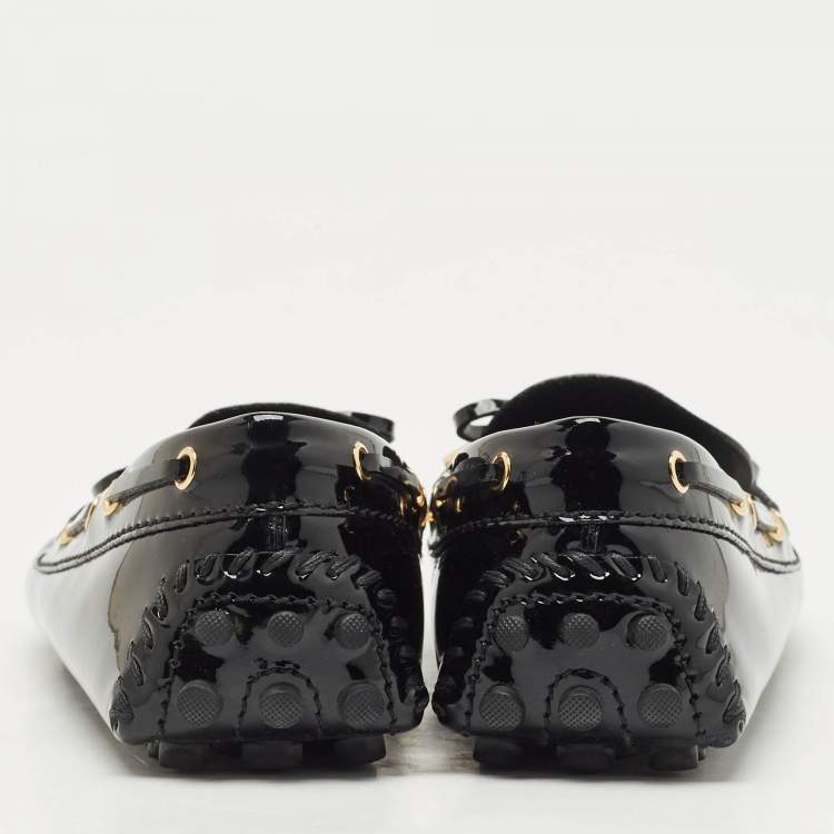 Pre Owned Louis Vuitton Two Tone Monogram Empreinte Patent Gloria Loafers Size 38