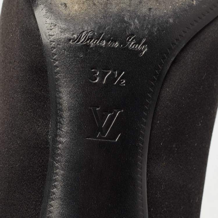 Pre Owned Louis Vuitton Black Satin Bernice Studded Pumps Size 37.5