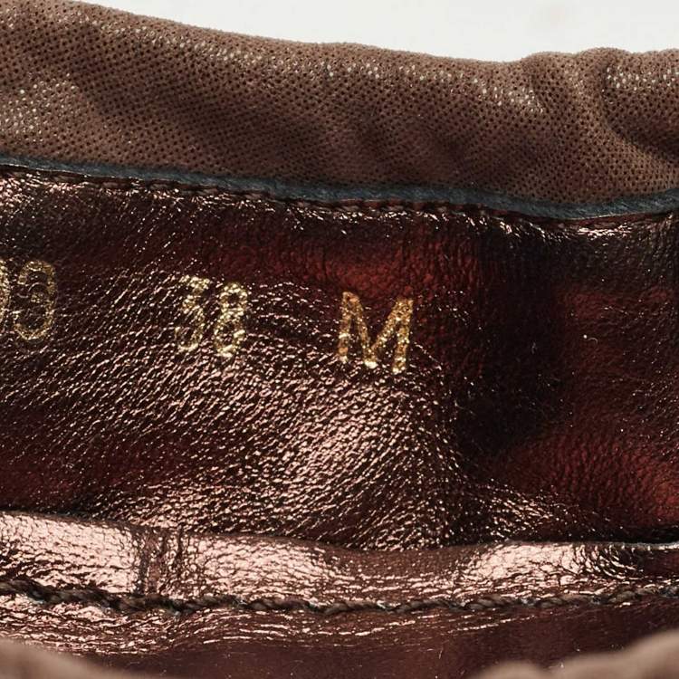 Pre Owned Louis Vuitton Brown Monogram Canvas and Shimmer Leather Lucky Ballet Flats Size 38