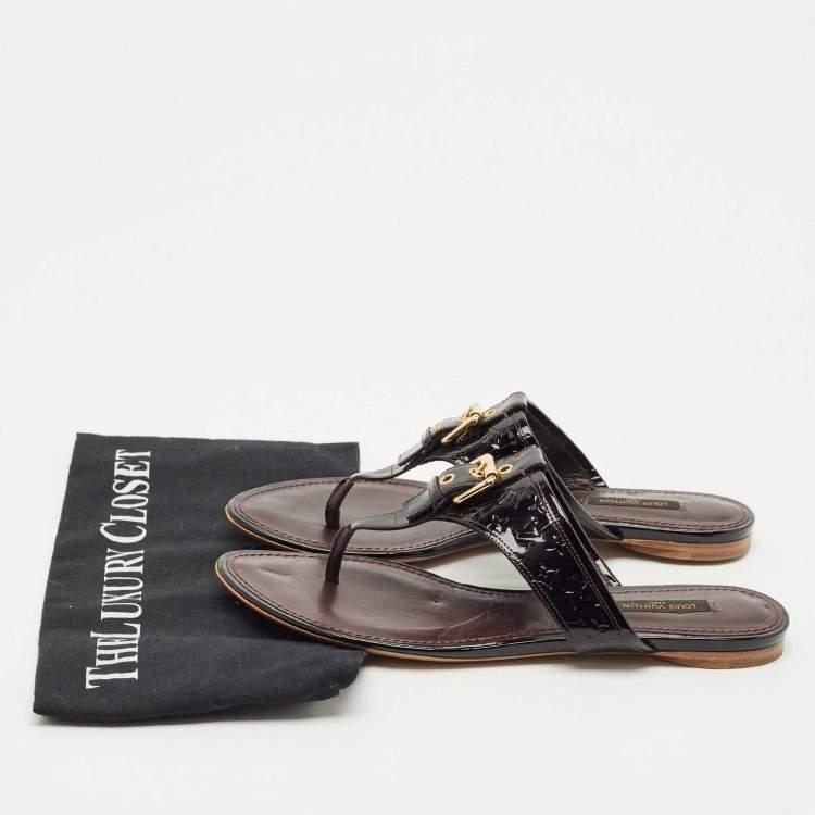 مملوكة مسبقًا Louis Vuitton Burgundy Patent Leather Thong Flat Slides  Size 38.5