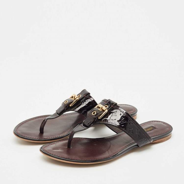 مملوكة مسبقًا Louis Vuitton Burgundy Patent Leather Thong Flat Slides  Size 38.5