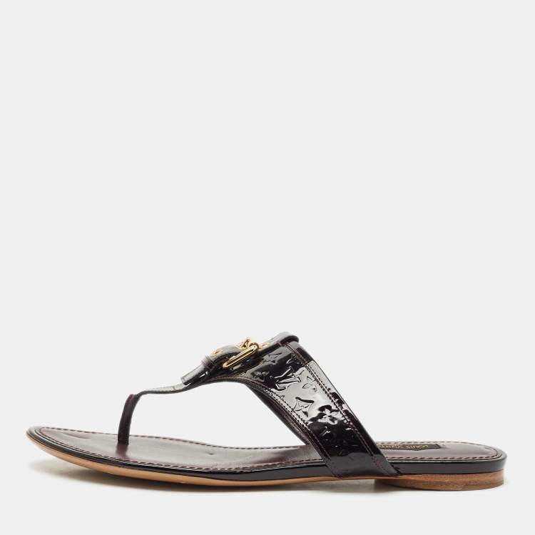 مملوكة مسبقًا Louis Vuitton Burgundy Patent Leather Thong Flat Slides  Size 38.5