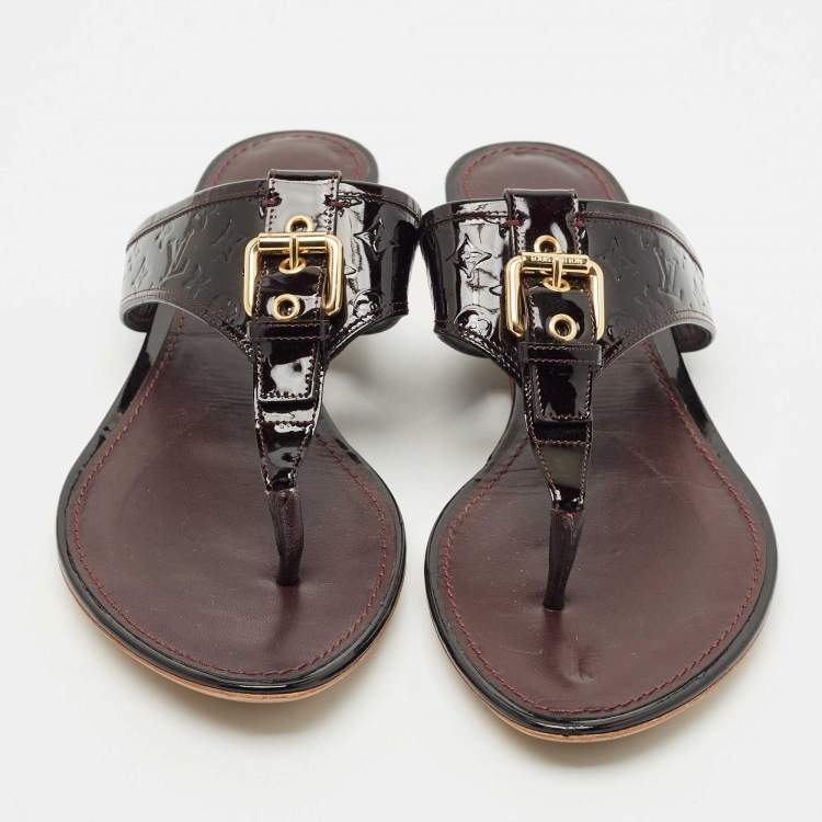 مملوكة مسبقًا Louis Vuitton Burgundy Patent Leather Thong Flat Slides  Size 38.5