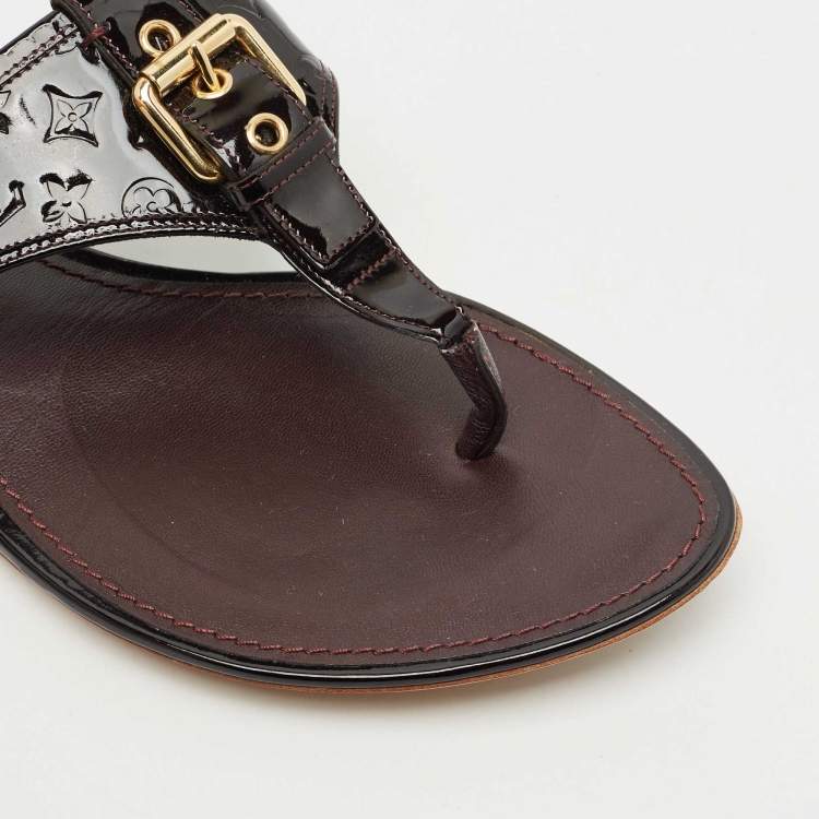 مملوكة مسبقًا Louis Vuitton Burgundy Patent Leather Thong Flat Slides  Size 38.5