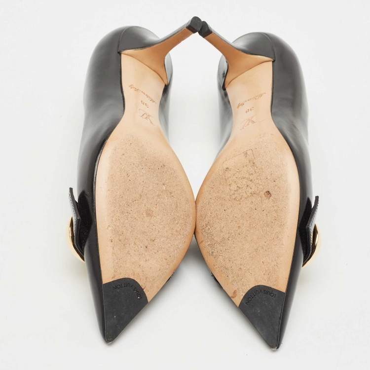 Pre Owned Louis Vuitton Black Leather Bow Pumps Size 38