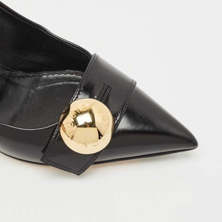 Pre Owned Louis Vuitton Black Leather Bow Pumps Size 38