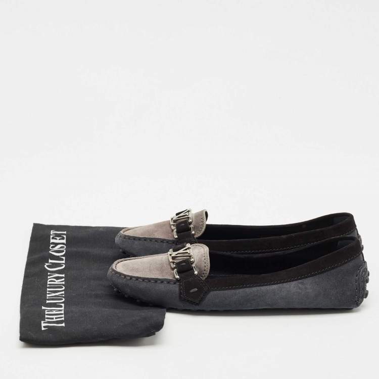 Pre Owned Louis Vuitton Tricolour Suede Oxford Loafers Size 39