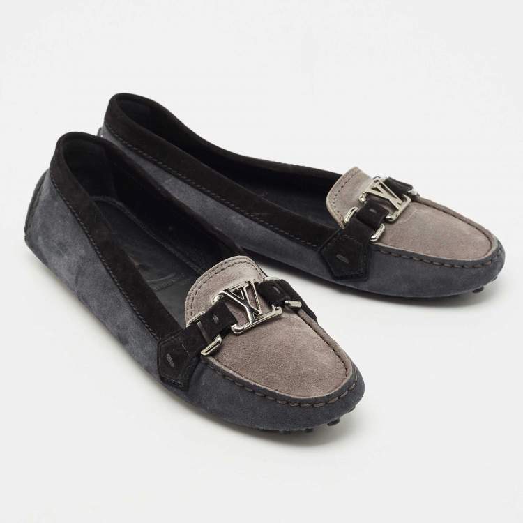 Pre Owned Louis Vuitton Tricolour Suede Oxford Loafers Size 39