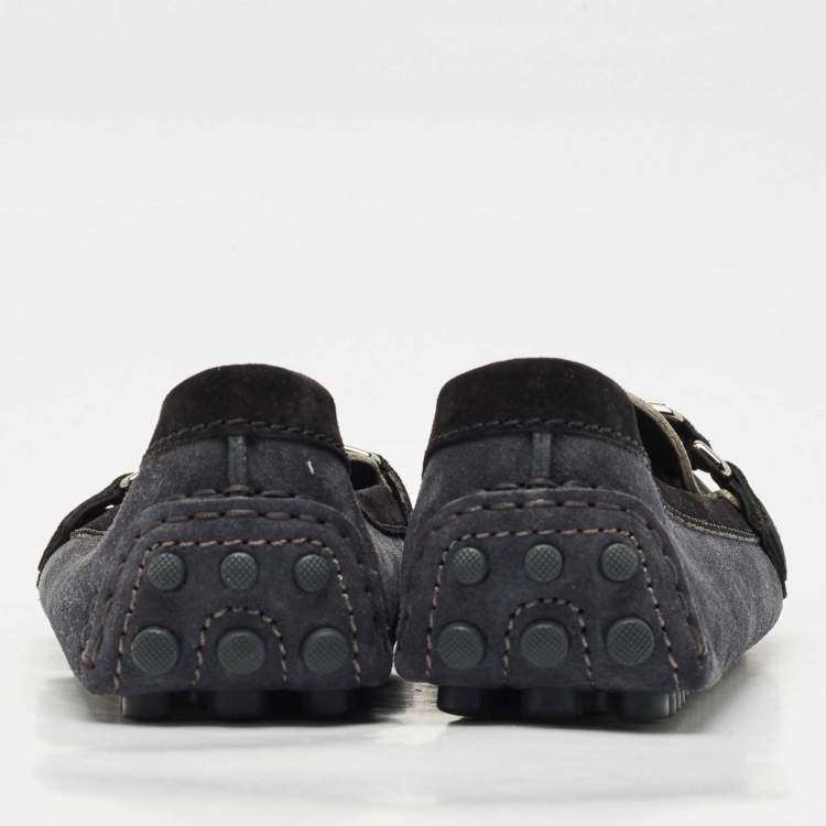 Pre Owned Louis Vuitton Tricolour Suede Oxford Loafers Size 39