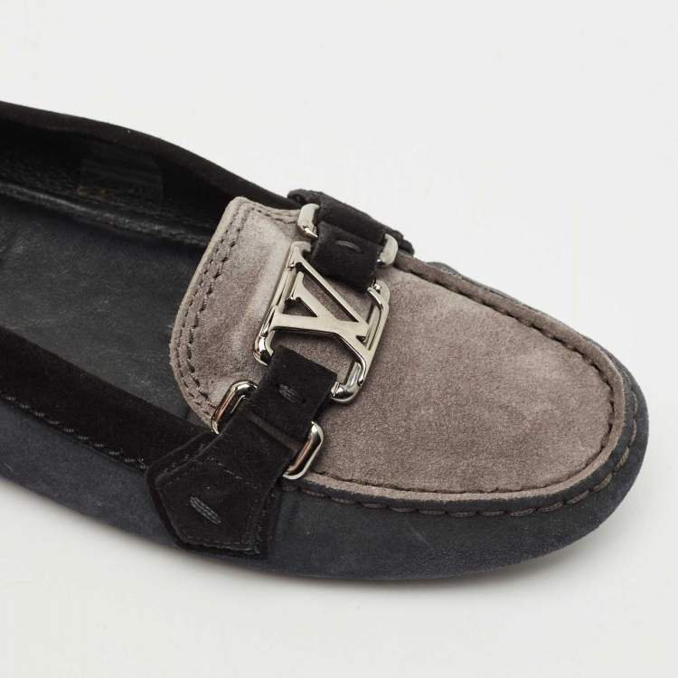 Pre Owned Louis Vuitton Tricolour Suede Oxford Loafers Size 39