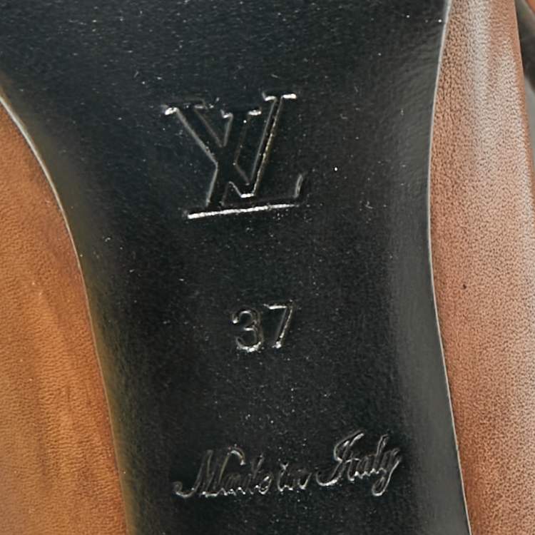 Pre Owned Louis Vuitton Two Tone Leather Mary Jane Platform Pumps Size 37