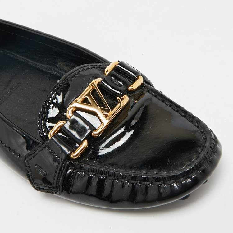 Pre Owned Louis Vuitton Black Patent Leather Oxford Loafers Size 37.5