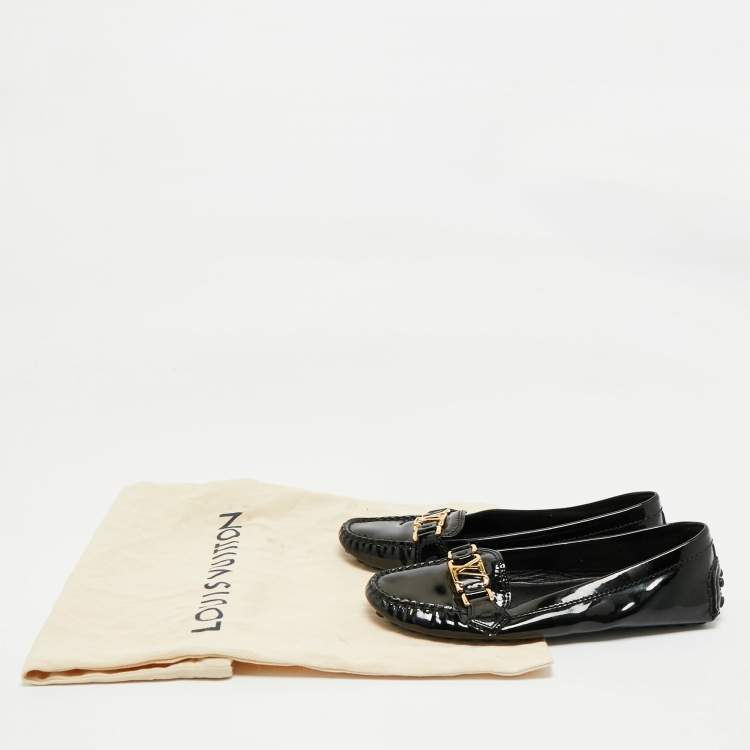 Pre Owned Louis Vuitton Black Patent Leather Oxford Loafers Size 37.5