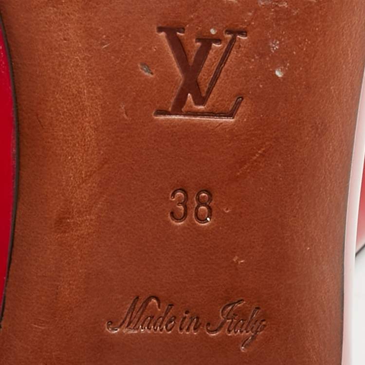 Pre Owned Louis Vuitton Red Patent and Leather Floral Ballet Flats Size 38