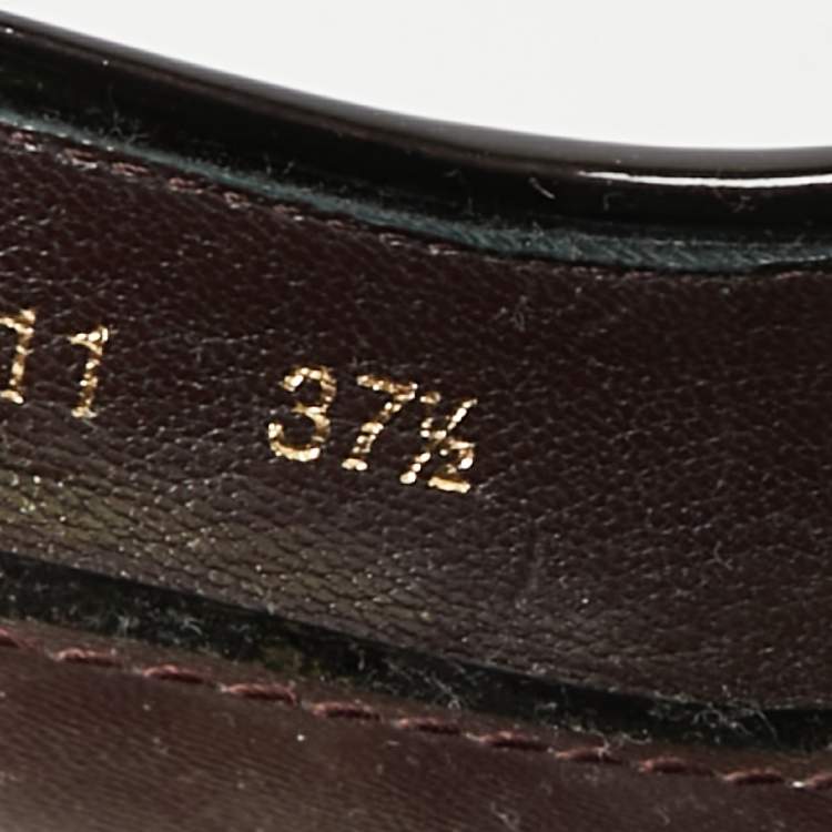 Pre Owned Louis Vuitton Burgundy Patent Leather Pantheon Wedge Sandals Size 37.5