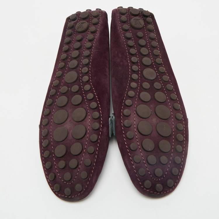 Pre Owned Louis Vuitton Purple/Navy Blue Suede Oxford Loafers Size 38.5