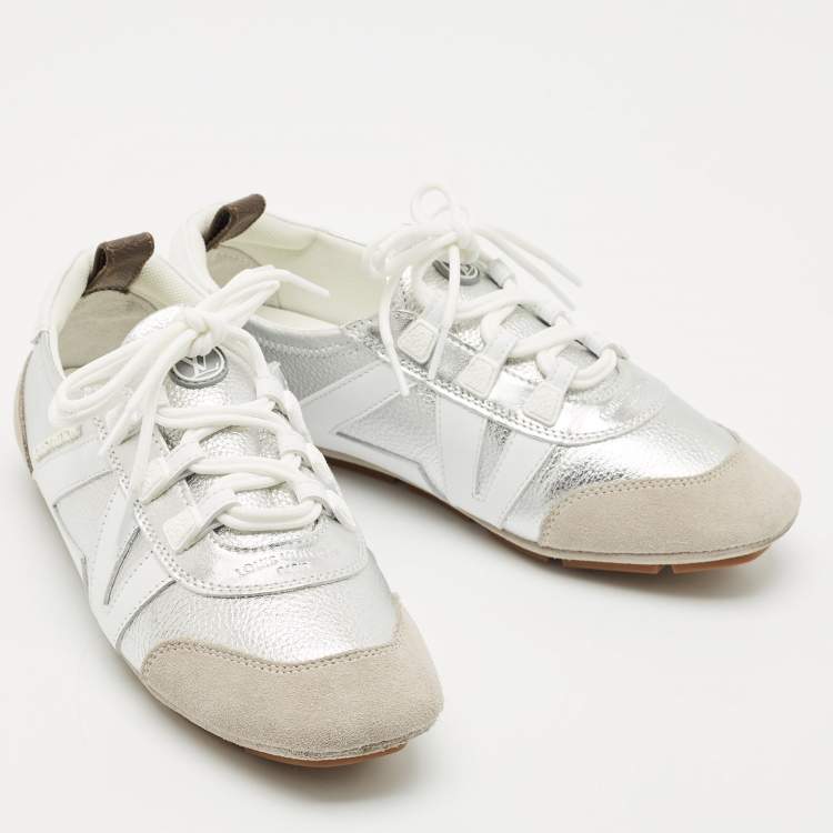Pre Owned Louis Vuitton Tri Color Leather and Suede Sneakerina Low Top Sneakers Size 37