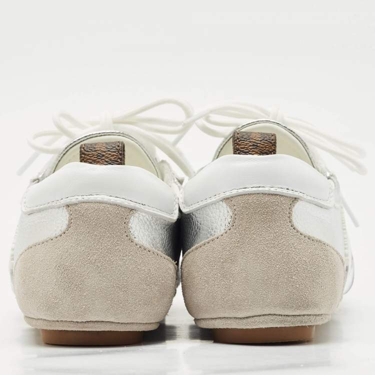 Pre Owned Louis Vuitton Tri Color Leather and Suede Sneakerina Low Top Sneakers Size 37