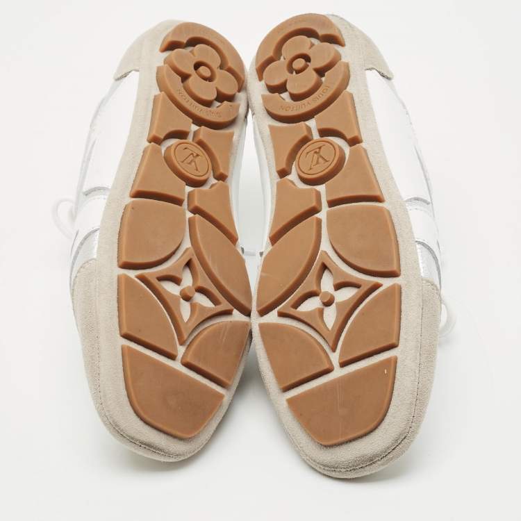 Pre Owned Louis Vuitton Tri Color Leather and Suede Sneakerina Low Top Sneakers Size 37