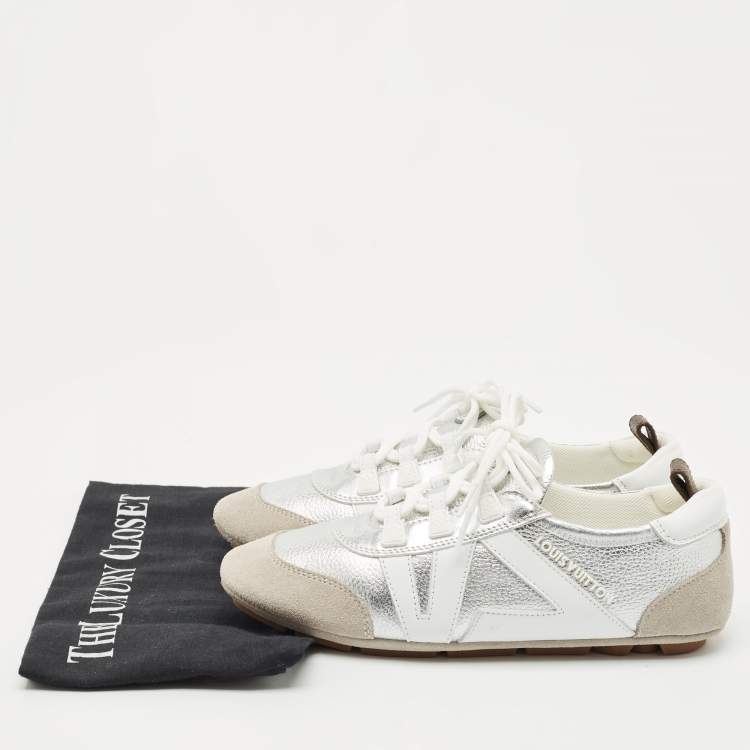 Pre Owned Louis Vuitton Tri Color Leather and Suede Sneakerina Low Top Sneakers Size 37