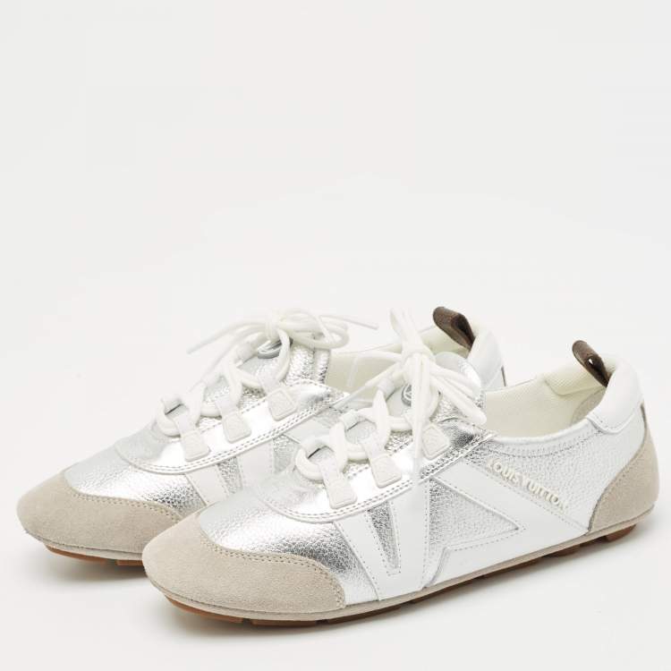 Pre Owned Louis Vuitton Tri Color Leather and Suede Sneakerina Low Top Sneakers Size 37