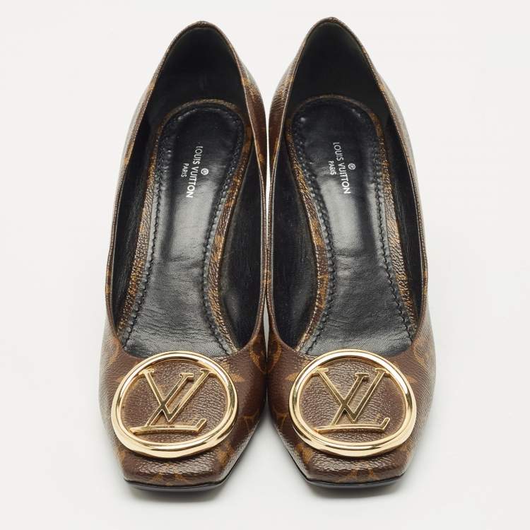 Pre Owned Louis Vuitton Brown Monogram Canvas Madeleine Pumps Size 38.5 