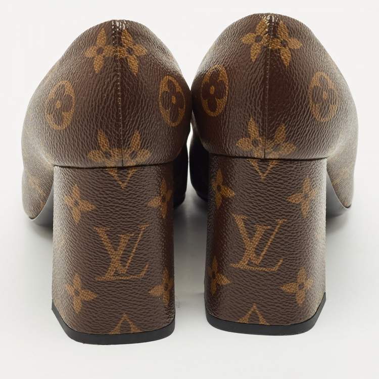 Pre Owned Louis Vuitton Brown Monogram Canvas Madeleine Pumps Size 38.5 