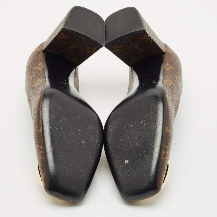 Pre Owned Louis Vuitton Brown Monogram Canvas Madeleine Pumps Size 38.5 