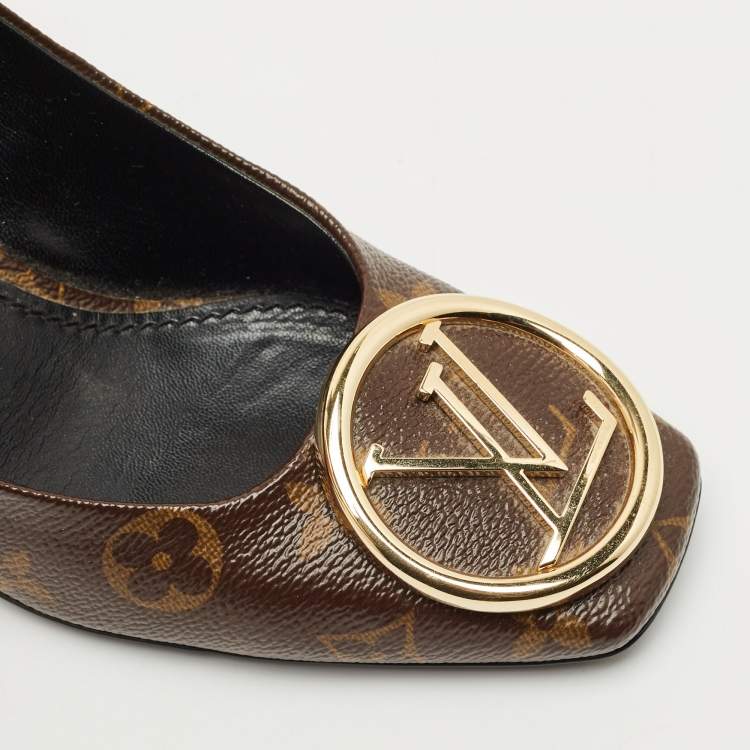 Pre Owned Louis Vuitton Brown Monogram Canvas Madeleine Pumps Size 38.5 