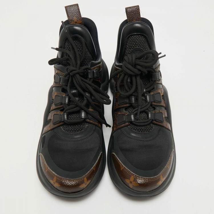 Pre Owned Louis Vuitton Black Mesh and Monogram Canvas Archlight Sneakers Size 38