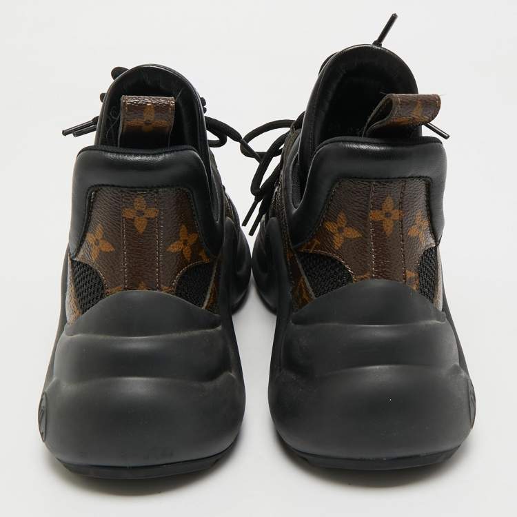 Pre Owned Louis Vuitton Black Mesh and Monogram Canvas Archlight Sneakers Size 38