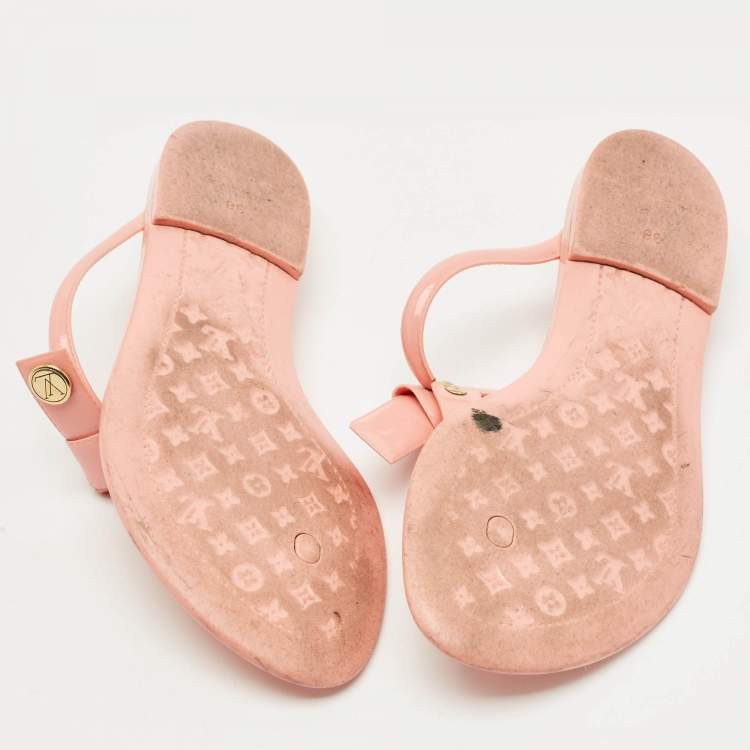 Pre Owned Louis Vuitton Pink Jelly SeaStar Thong Flat Slides Size 38