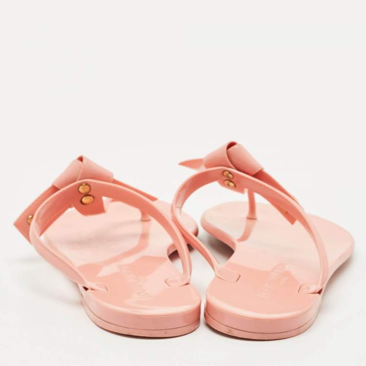 Pre Owned Louis Vuitton Pink Jelly SeaStar Thong Flat Slides Size 38