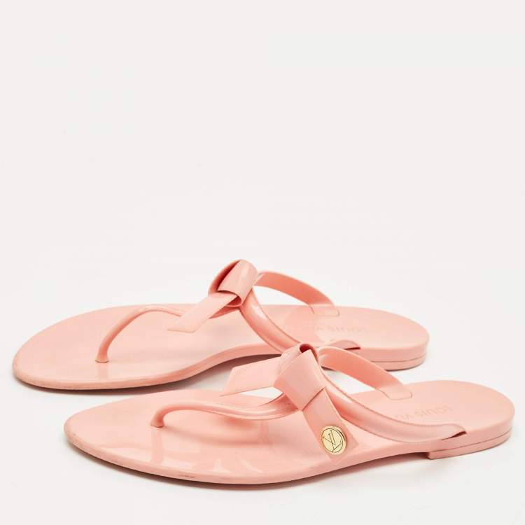 Pre Owned Louis Vuitton Pink Jelly SeaStar Thong Flat Slides Size 38