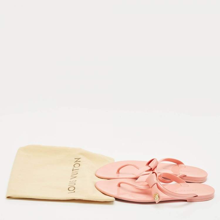 Pre Owned Louis Vuitton Pink Jelly SeaStar Thong Flat Slides Size 38