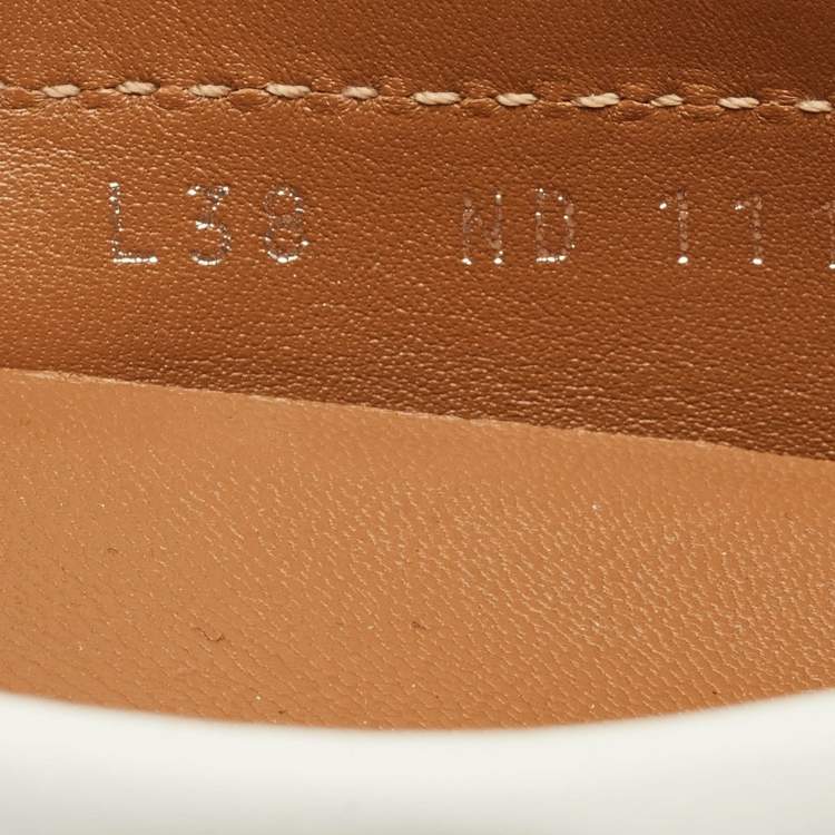 Pre Owned Louis Vuitton White Monogram Empreinte Leather Gloria Loafers Size 38