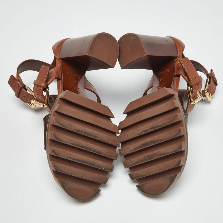 Pre Owned Louis Vuitton Monogram Canvas and Leather Star Trail Sandals Size 37