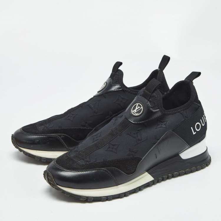 Pre Owned Louis Vuitton Black Monogram Neoprene Run Away Sneakers Size 37