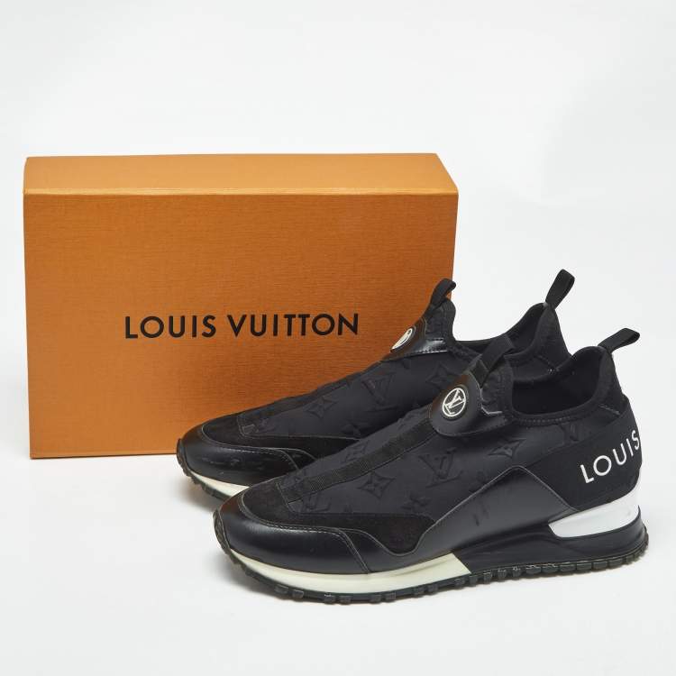 Pre Owned Louis Vuitton Black Monogram Neoprene Run Away Sneakers Size 37