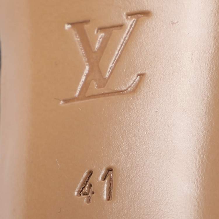 Pre Owned Louis Vuitton Brown Monogram Canvas And Patent Leather Rivoli Cork Peep Toe Platform Pumps 41