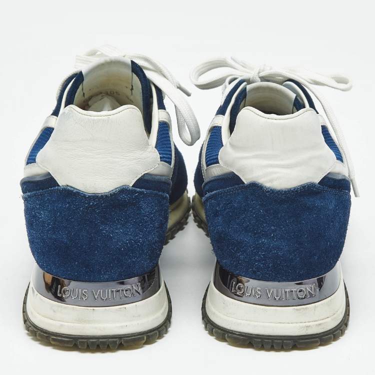 Pre Owned Louis Vuitton Blue Suede and Mesh Run Away Lace Up Sneakers Size 38