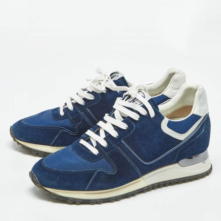Pre Owned Louis Vuitton Blue Suede and Mesh Run Away Lace Up Sneakers Size 38